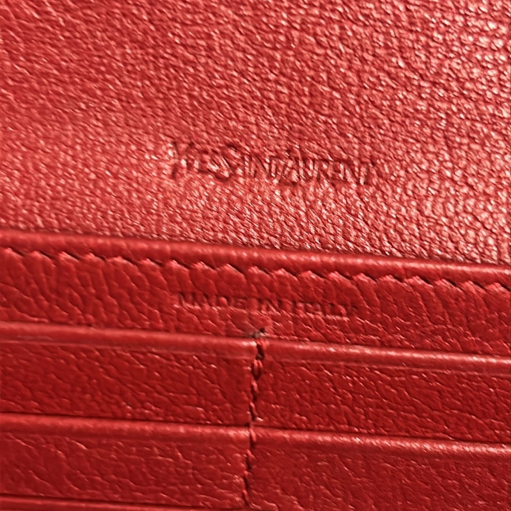 Authentic YSL Red / Burgundy Leather Flap Wallet - Picture 8 of 16